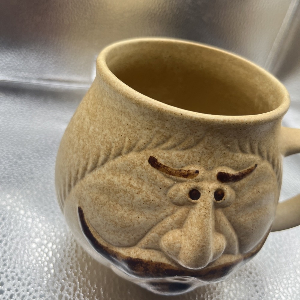 POTTERY CRAFT USA Cup Mustache Man Large Face Mug 1970's - Picture 3 of 16